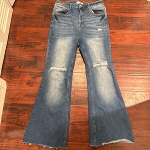 Risen 1XL Distressed Flare Jeans